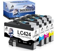 DOUBLE D LC424 - Cartuchos de tinta para impresoras Brother LC424 LC424XL LC 424 compatibles con impresoras Brother DCP-J1200W DCP-J1200WE (4 unidades)