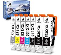 DOUBLE D PGI-530 CLI-531 - Cartuchos de tinta XXL PGBK/negro/cian, magenta/amarillo/gris, repuesto para impresora Canon 530XXL 531XXL PGI530 CLI 531 compatible con Canon Pixma