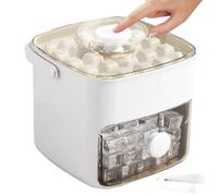 Double Deck Ice Tray, 48 Cube Easy Press Container, 6.3x5.71x5.91 Inches Portable Box with Lid, BPA Free Freezing Set, High Capacity Storage Bin with Scoop Style, DIY Beverage Tool for Cocktail