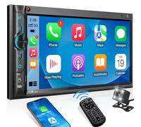 Double DIN CarPlay Multimedia System: 7 Inch Touchscreen Car Stereo Receiver - Bluetooth Android Auto Car Radio with Backup Camera Mirror Link Am FM USB SD AUX Subwoofer Steering Wheel Control