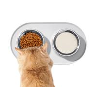 Double Dog Bowl - 41,5 x 23,2 cm Juego de comida para perros y cuenco de agua | Platos de alimentación para cachorros con esterillas | raza de gato de agua antideslizante