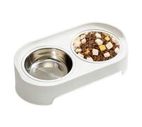 Double Dog Feeding Bowl - Stainless Steel Non Slip Base Tray, Pet Food Water Bowl Set, Heavy Duty Pet Feeder Station for Dogs Cats Puppies Kittens Home Yard Garden Indoor Outdoor Use