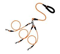 Double Dog Leash for Two Dogs, Tangle-Free Dual Leash with Swivel Clip and Soft Foam Handle, Heavy Duty Nylon Lead for Large Pets (Orange B)