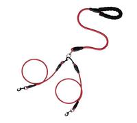 Double Dog Leash for Two Dogs, Tangle-Free Dual Leash with Swivel Clip and Soft Foam Handle, Heavy Duty Nylon Lead for Large Pets (Red A)