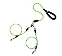 Double Dog Leash for Two Dogs, Tangle-Free Dual Leash with Swivel Clip and Soft Foam Handle, Heavy Duty Nylon Lead for Large Pets (Green A)