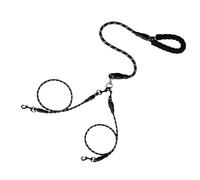 Double Dog Leash for Two Dogs, Tangle-Free Dual Leash with Swivel Clip and Soft Foam Handle, Heavy Duty Nylon Lead for Large Pets (Black A)