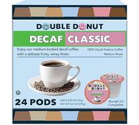 Double Donut Classic Decaf Coffee, in Recyclable Single Serve Cups for Keurig K-Cup Brewers, 24 Count