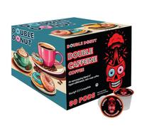 Double Donut Coffee Cápsulas altas en cafeína, tazas de cafeína extra fuertes para máquinas Keurig K Cup Brewer de una sola porción, tostado oscuro, 80 unidades