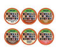 Double Donut Coffee Tazas de café descafeinado con sabor individual para Keurig K Cup Brewer, paquete variado de muestras (24 unidades)
