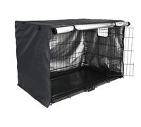 Double Door Dog Crate Cover, Pet Kennel Sunshade, 42 pulgadas Heavy Duty Oxford Fabric, Windproof Kennel Protector for Medium Dog Breeds Stress Relief for Pets, Black (42 x 28 x 30 pulgadas)