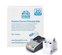 Double Dragon, 20 rollos, papel térmico de recibos de 57 x 40 mm, rollos de papel para tarjetas de crédito y terminales PDQ, compatibles con Ingenico, Verifone, Barclays, Pax, Worldpay, Sagem, Spire |