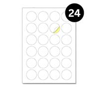 Double Dragon, 600 etiquetas adhesivas redondas, 40 mm de diámetro, autoadhesivas blancas, en 25 hojas A4 (24 calcomanías por hoja, 600 en total), para escribir e imprimir con impresoras láser