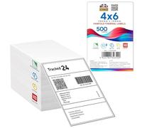 Double Dragon etiquetas plegadas premium 100×150 mm (4"×6"), 500 unidades. Adhesivo permanente y acabado recubierto. Compatibles con impresoras Zebra, MUNBYN, TSC, Toshiba y Citizen. 1 paquete