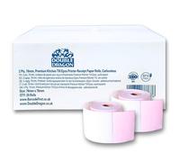 Double Dragon Rollos de Papel Autocopiativo de 2 Capas 76 mm x 76 mm, No Térmicos, para Impresoras de Cocina, Impresoras Matriciales y Cajas Registradoras - Paquete de 20 Rollos