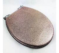 Double East - Asiento de inodoro con purpurina de cierre lento, resina, color plateado y dorado, asientos de inodoro de cierre silencioso, fácil instalación/extracción, se adapta a todas las formas