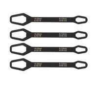 Double Ended Self Tightening Wrench 4pcs Universal Adjustable Spanner 8 To 22mm High Hardness 60HRC Steel For Home Repair Automotive Construction 270mm Length Christmas Gifts (Black)