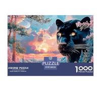Double Exposure of A Black Jungle Feline 1000 Stück Premium-Karton Puzzle Kitten Lebendige Bilder Familienspiel Puzzles Für Erwachsene Und Kinder 38x26cm/1000pcs