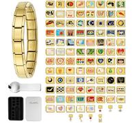 Double Fair - Pulsera de eslabones italianos personalizados, elige 10 de entre 80 estilos, acero inoxidable 316L, 9 x 10 mm, diseño del zodíaco, animal, emojis, banderas, impermeable, hipoalergénica
