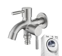 Double Garden Tap, Outside Tap Stainless Steel, Double Outlet Garden Faucet, Two Way Garden Faucet, Garden Faucet Water Hose Outlet, Versatile Garden Faucet, Outdoor Water Faucet, Stainless Steel Tap