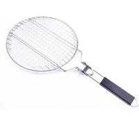 Double Grill, Round Stainless Steel, Portable Grill, Foldable, Removable Handle, Lockable, for Outdoor Barbecue and BBQ, 55 x 28 x 1.8 cm