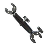 Double Head Camera Clamp - 360 ABS Universal Anti Slip Mount | Adjustable Ball Joint Heavy Duty Bracket Adapter Motorcycle Bike Steady | Street Track Studio Garage Workshop Desk Highway