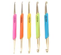 Double Head Crochet Hook, TPR Soft Rubber Handle Crochet Hook Set Aluminum Knitting Needle Set for Knitting Hats Sweaters Bags(Color Random)
