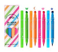 Double-Headed Eye Liner, Stamp Eye Liner Pen, Set of 4 Waterproof Makeup Tools, Long-Lasting and Smudge-Proof Liquid Eyeliner, Portable Cosmetics for Women, Girls