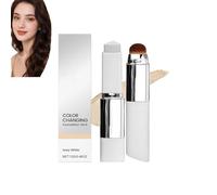 Double-Headed Lightweight Foundation Stick,Color Changing Foundation Stick,Color Adapting foundation stick with Brush,2-in-1 Dual Head Cover Cream,Portable Makeup color Changing Concealer (Ivory)