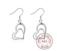 Double Heart Long Drop Dangle Earrings For Women Engagement Wedding Jewelry