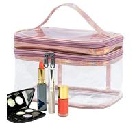 Double Layer Clear Cosmetic Bag, Large Transparent Travel Toiletry Bag, Waterproof Zipper Makeup Organizer, Portable Handle, Brushes, Beauty Tools, Liquid Bottle
