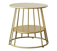 Double-Layer Coffee Table Side Table Iron Hollow Frame Simple Light Luxury Sofa Round End Table Living Room Bedroom Small Corner Table 55cm
