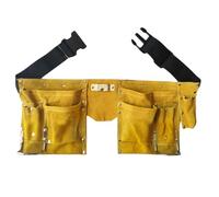 Ďouble-Layer Cowhide Tool Bag - Heavy Duty Electrician Contractor Tote With Reinforced Leather Base & 1680D Oxford Cloth Body. Water-Resistant, Multi-Pocket Organizer For Power Tools & Hand Tools. Job