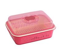 Double Layer Drainer Basket with Lid | Large Capacity Thickened Plastic Vegetable Fruit Washer & Strainer | Multi - Functional Kitchen Colander for Sink/Dishwashing/Food