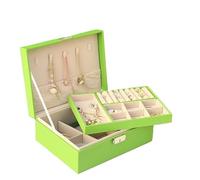 Double-Layer Jewelry Storage Box Portable Travel Holder Organizer Ring Necklace Jewellery Jewlery Display para Joyas y Pendientes(Green)