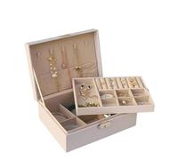 Double-Layer Jewelry Storage Box Portable Travel Holder Organizer Ring Necklace Jewellery Jewlery Display para Joyas y Pendientes(WHITE)