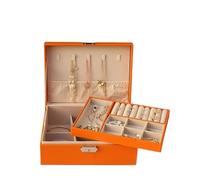 Double-Layer Jewelry Storage Box Portable Travel Holder Organizer Ring Necklace Jewellery Jewlery Display para Joyas y Pendientes(Orange)