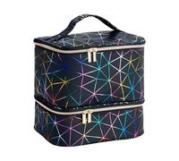 Double Layer Nail Varnish Storage - Nail Polish Organizer Bag | PU Leather Nail Polish Holder | Polish Storage Case with Handle Polish Bag and Carrying Case, Large Capacity Holds 30 Bottles