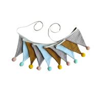 Double-Layer Tassel Bunting Banner with Pom Poms | Cotton Gauze Nursery Garland Flag | Colorful Hanging Decoration For Kids Room | Shower Birthday Party Wall Décor