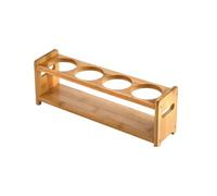 Double Layer Wine Glass Holder - Wooden Tray Organizer Racks, Countertop Storage with 4 Slot Design, Solid Wood Wine Rack for Bottles Glasses, Kitchen Organizer Rack with Space Saving Structure