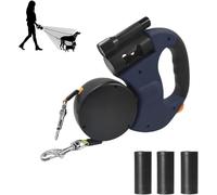 Double Leash for 2 Dogs, 3 m Retractable Pet Lead, 360° Tangling Reflective Safety Cable for Night Walks, Jogging and Camping with