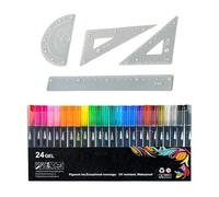 Double Lined Outline Markers, Squiggles Shimmering Colors Markers Set, Improved Precision, Outline Drawing Pens Includes Ruler for Art, Writing, Greeting Cards, 28.5x13.5x1.3cm