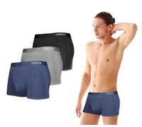 DOUBLE M, Pack 3 Boxers, Calzoncillos Hombre, Forro Interior, Bóxers Cómodos, Suaves, Material Modal, Pack Mixto Azul, Negro, Gris, Cinturilla Elástica, Tallas M,L,XL,XXL