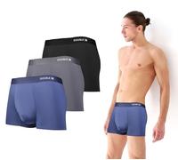 DOUBLE M, Pack 3 Boxers, Calzoncillos Hombre, Forro Interior, Bóxers Cómodos, Suaves, Material Seda de Hielo, Pack Mixto Azul, Negro, Gris, Cinturilla Elástica, Tallas M,L,XL,XXL
