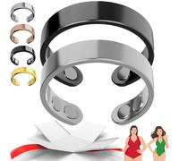 Double Magnetic Ring, 2025 New Adjustable Open Stainless Steel Rings for Women & Men, Reduces Stress&anxiety, Better Sleep (2PCS-E)