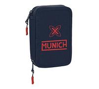 Double Pencil Case Munich Flash Navy Blue 12.5 X 19.5 X 4 Cm (28 Pi... NUEVO