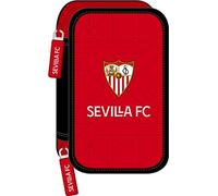Double Pencil Case Sevilla Fútbol Club Black Red 12.5 X 19.5 X 4 Cm... NUEVO