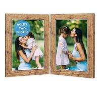 Double Photo Picture Frame 6 x 4, Ash, Holds 2 Photographs, Twin Hinged 6x4 10 x 15 cm Brown Frames 6x4 Photo Frames, 4x6 Photo Collage Gallery Display