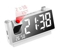 Double Projection Alarm Clock - 180 Degree Rotatable Feature, 7 Inch External Manual Device, Durable E-book Reading Maintenance Component, Robust Black Synthetic Fastener | Utility Tool For 200g & Off