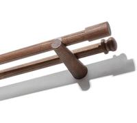 Double Rod/Single Rod Roman Rod, European-Style Simple Solid Wood Curtain Rod Walnut Color Single/Double Rod Roman Rod with Load-Bearing Rings,(Type a/Double Rod,39.4 inches)