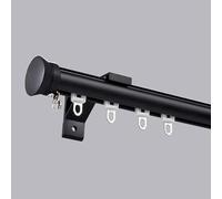 Double Rod/Single Rod Roman Rod, Side-Mounted Curtain Rail Thickened Aluminum Alloy Straight Rail Load-Bearing Single Rail/Double Rail Roman Pole,(Black,Type A/3.9ft)